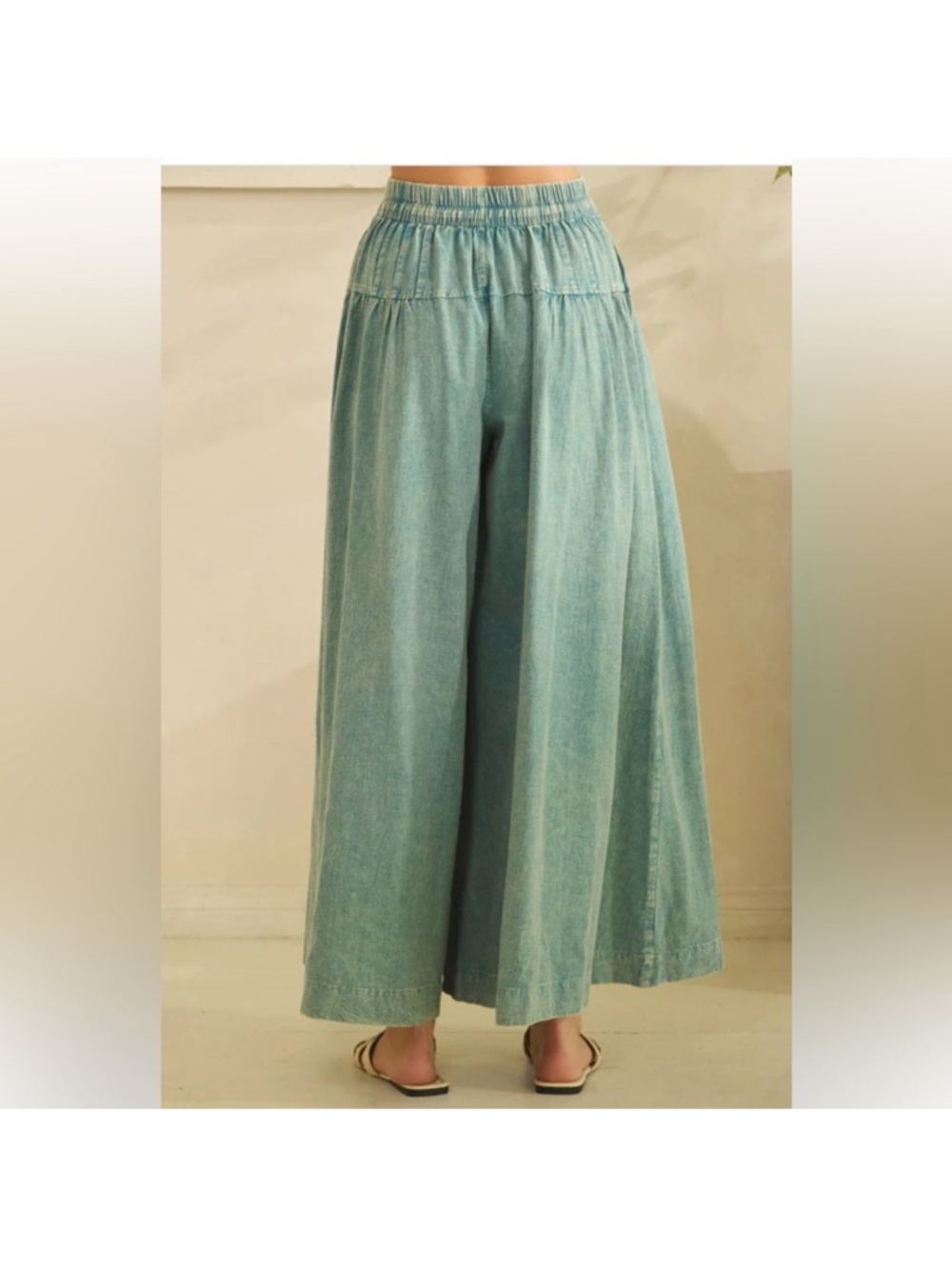 Oli & Hali Relaxed Fit Mineral Wash Smocked Waist Wide Leg Pants• Medium - Picture 2 of 5